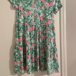 Lilly Pulitzer Pink and Green Leafy Kids Dress